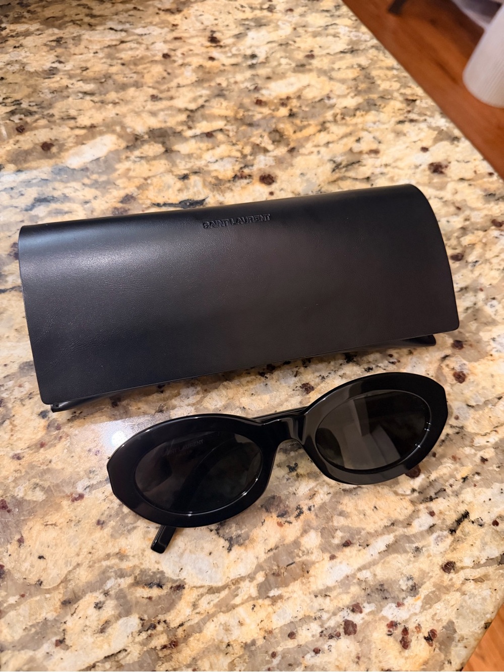 Saint Laurent Black Oval Women’s Sunglasses SLM136/f